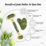 Facial Beauty Guasha Jade Roller Set In Marble - Green