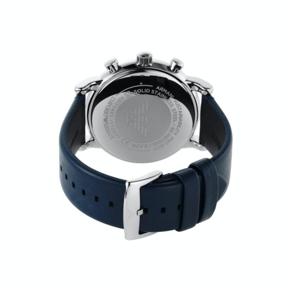 Emporio Armani Men's Chronograph Leather Strap Blue Dial 46mm Watch - AR11451