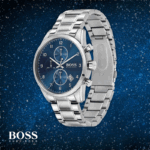 Hugo Boss Mens Quartz Skymaster Chrono Stainless Steel Blue Dial 44mm Watch - 1513784