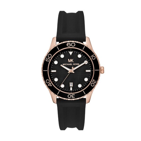 Michael Kors Womens Quartz Runway Silicone Strap Black Dial 40mm Watch - Mk6852