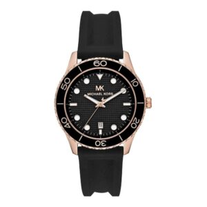 Michael Kors Womens Quartz Runway Silicone Strap Black Dial 40mm Watch - Mk6852