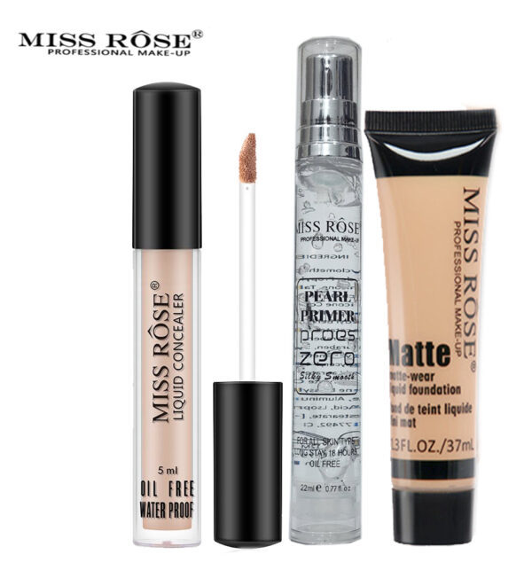 Miss Rose Concealer Matte Foundation & Pearl Primer 3 Pcs Set 22 - Ml