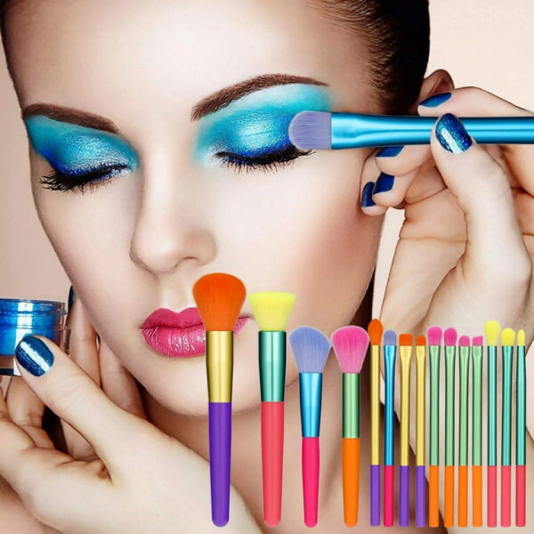 15 Pcs Colourful Make Up Brush Gift Set