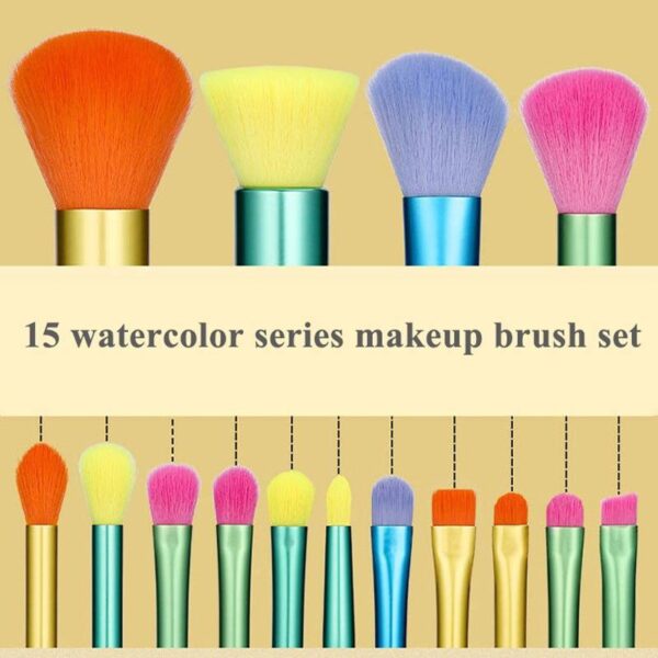 15 Pcs Colourful Make Up Brush Gift Set