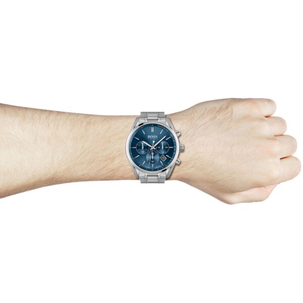 Hugo Boss Mens Chronograph Champion Silver Stainless Steel Blue Dial 44mm Watch - 1513818