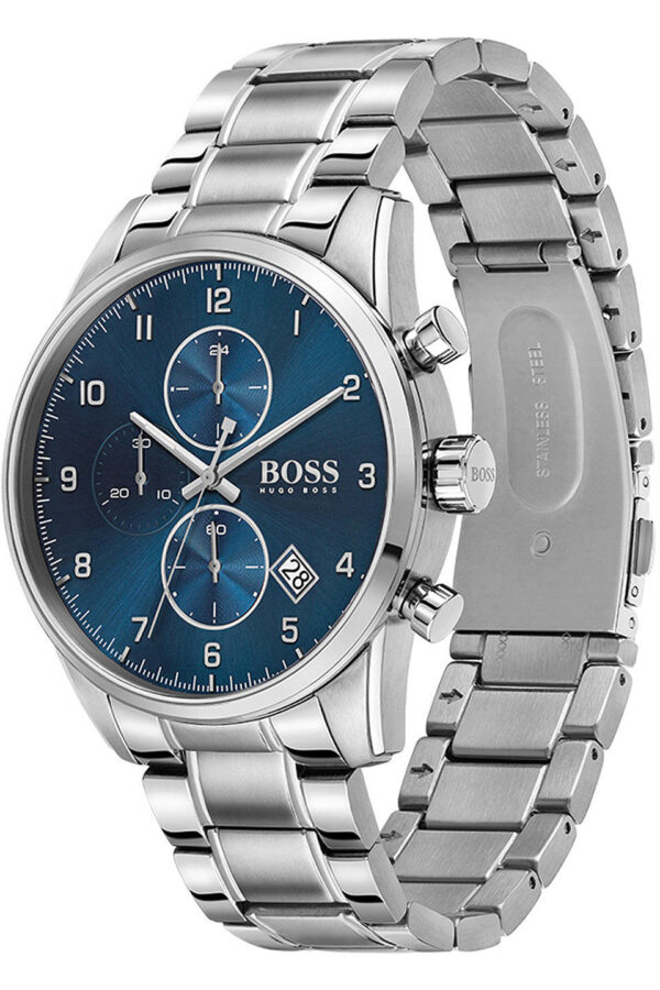 Hugo Boss Mens Quartz Skymaster Chrono Stainless Steel Blue Dial 44mm Watch - 1513784