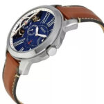 Fossil Men's Mechanical Brown Leather Strap Blue Dial 44mm Watch ME1161