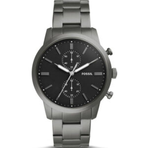 Men's Quartz Chronograph Grey Stainless Steel Black Dial 44Mm Watch