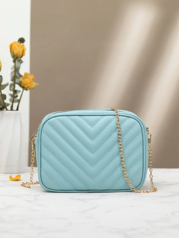 Fineur - Chevron Charm Crossbody Bag ~ Sky Blue