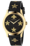 Gucci G-Timeless Black Leather Black Dial Quartz Watch for Unisex- GUCCI YA1264055