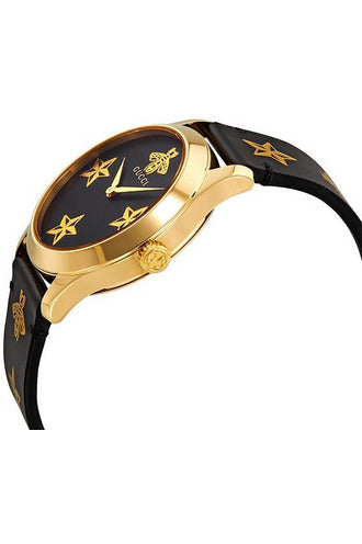 Gucci G-Timeless Black Leather Black Dial Quartz Watch for Unisex- GUCCI YA1264055