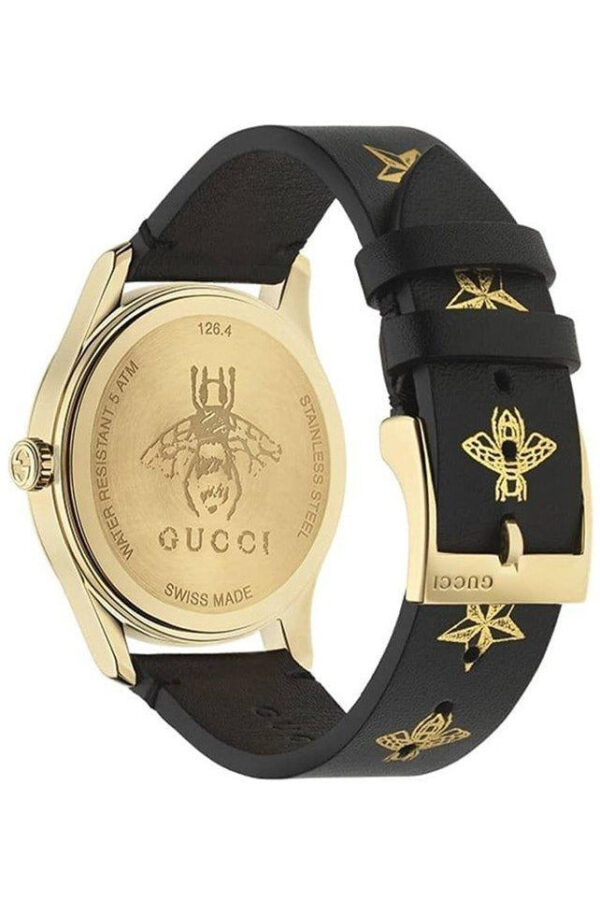 Gucci G-Timeless Black Leather Black Dial Quartz Watch for Unisex- GUCCI YA1264055