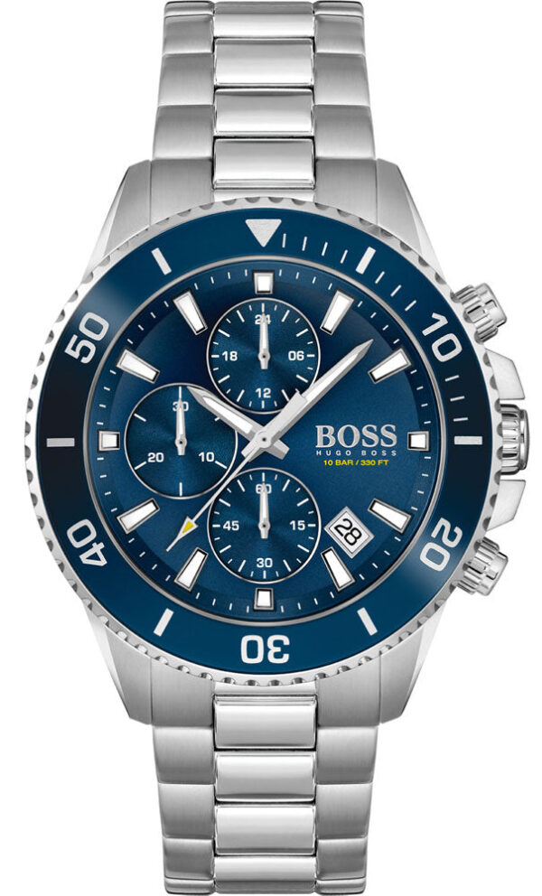 Hugo Boss Mens Quartz Silver Stainless Steel Blue Dial 46mm Watch - 1513907