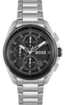 Hugo Boss Volane Silver Steel Black Dial Men's Chrono Watch - 1513949