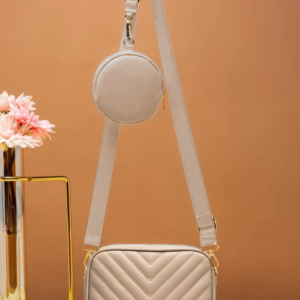 Chevron Quilted Square Bag With Coin Purse - Off White