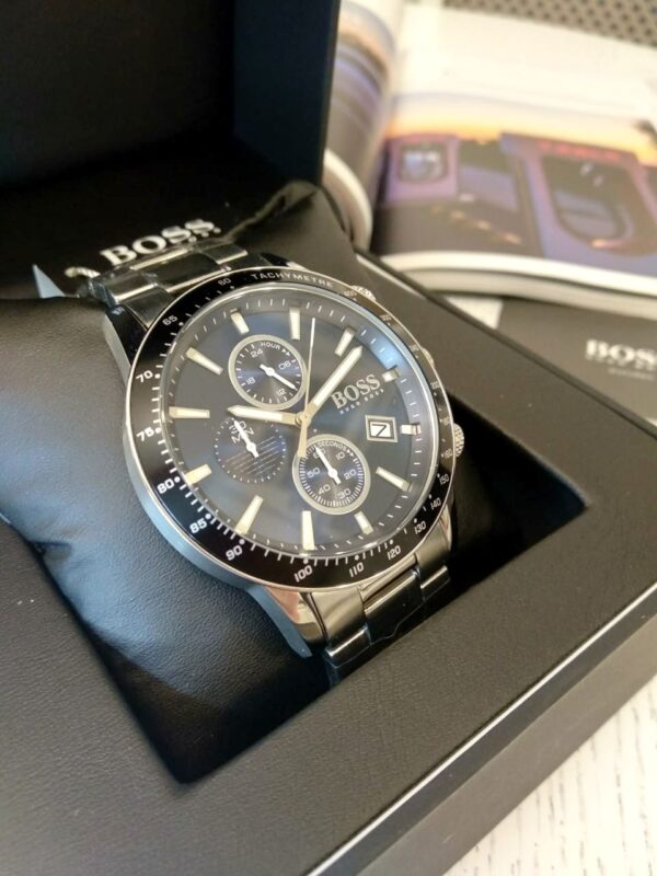 Hugo Boss Mens Chronograph Quartz Rafale Silver Stainless Steel Blue Dial 43mm Watch - 1513510