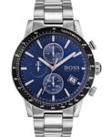 Hugo Boss Mens Chronograph Quartz Rafale Silver Stainless Steel Blue Dial 43mm Watch - 1513510