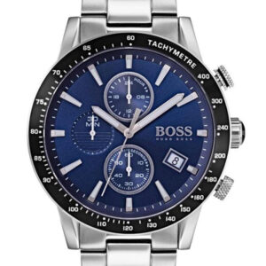 Hugo Boss Mens Chronograph Quartz Rafale Silver Stainless Steel Blue Dial 43mm Watch - 1513510