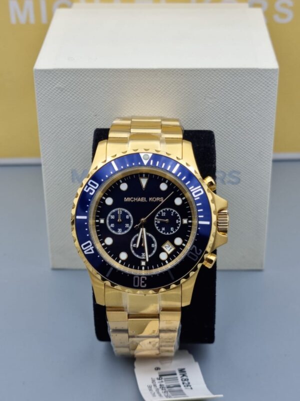 Michael Kors Mens Gold Stainless Steel Blue Dial 45mm Watch - Mk8267