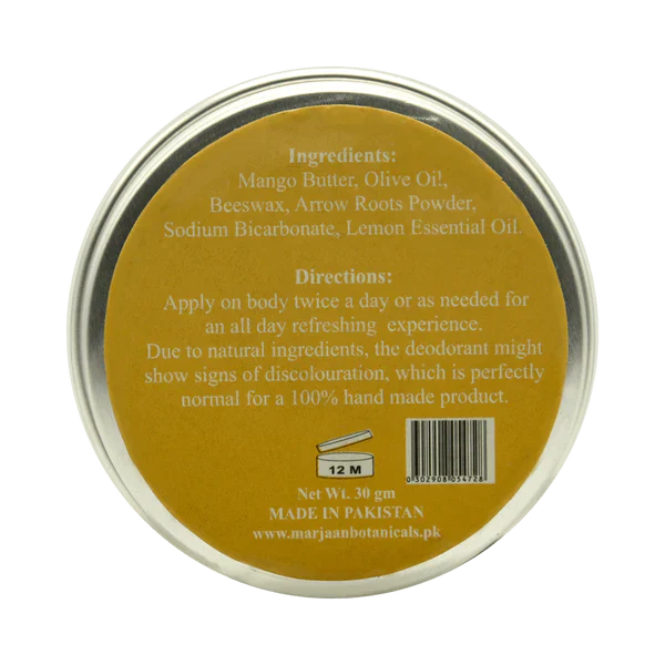 Marjan Botanicals Lemon Deodorant - 30g