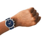 Emporio Armani Men's Chronograph Leather Strap Blue Dial 46mm Watch - AR11451