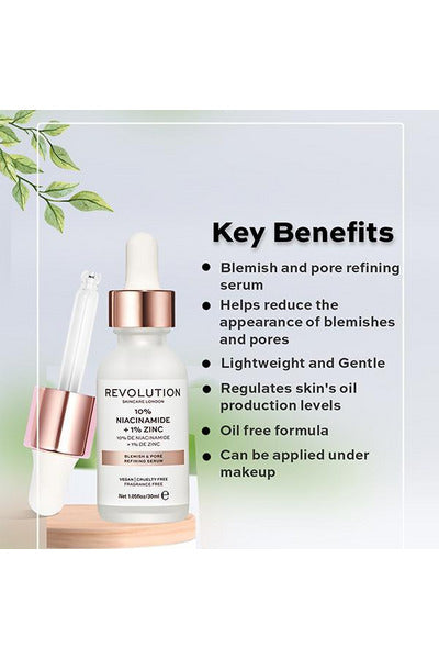 Revolution Skincare 10% Niacinamide 1% Zinc Blemish & Pore Refining Serum - 30ml