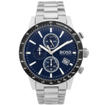 Hugo Boss Mens Chronograph Quartz Rafale Silver Stainless Steel Blue Dial 43mm Watch - 1513510