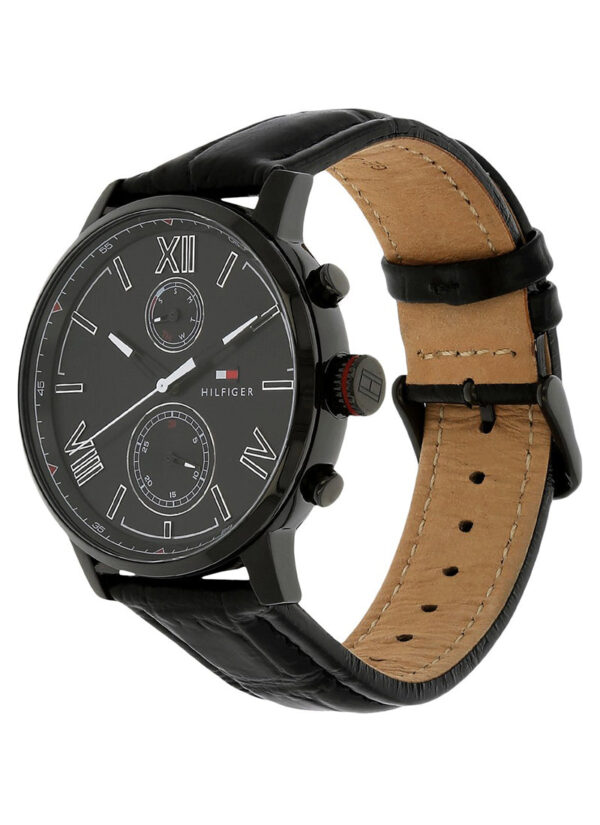 Tommy Hilfiger Quartz Leather Strap Black Dial 44mm Watch for Men - 1791310