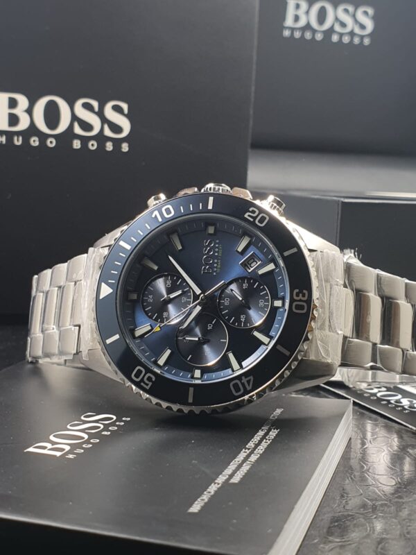 Hugo Boss Mens Quartz Silver Stainless Steel Blue Dial 46mm Watch - 1513907