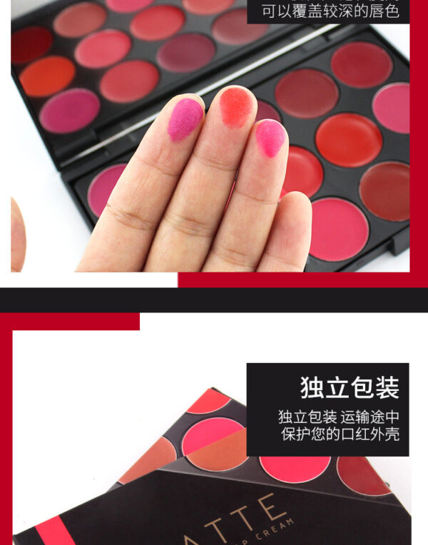 Miss Rose 15 Colors Matte Long Lasting Waterproof Nourishing Lip Cream Palette 20 - Gm