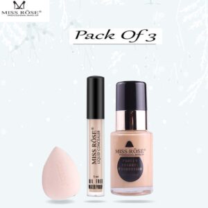 Miss Rose Concealer Purely Natural Foundation And Blender 3 Pcs Set