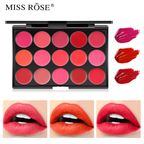 Miss Rose 15 Colors Matte Long Lasting Waterproof Nourishing Lip Cream Palette 20 - Gm