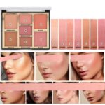 Miss Rose 7 Colors Blush Bright Shimmer Powder Professional Facial Highlight Palette  - Natural Nude