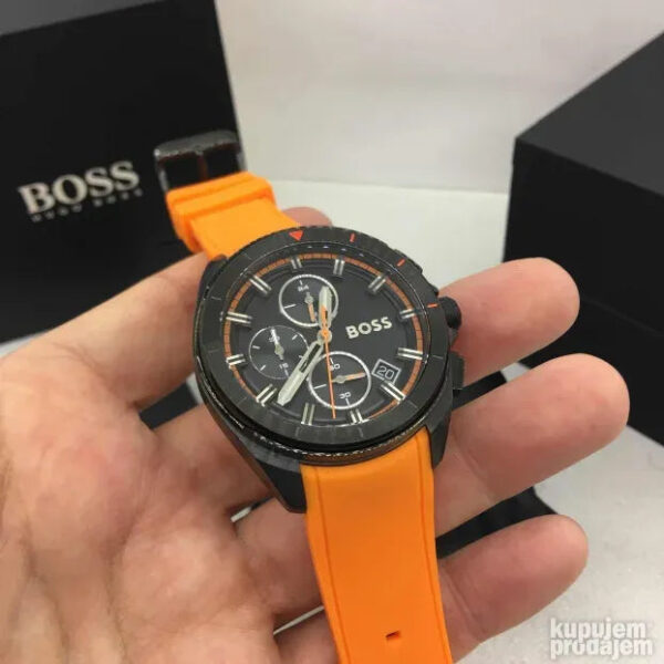 Hugo Boss Volane Chronograph Black Dial Orange Rubber Strap Mens Watch 45mm 5ATM - 1513957