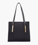 Suede Zipper Shoulder Bag With Long Handle - Black