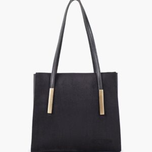 Suede Zipper Shoulder Bag With Long Handle - Black