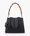 Weaved Handbag With Braided Handle - Black