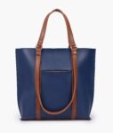 Double Handle Tote Bag - Blue And Brown