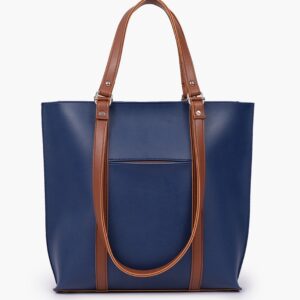 Double Handle Tote Bag - Blue And Brown