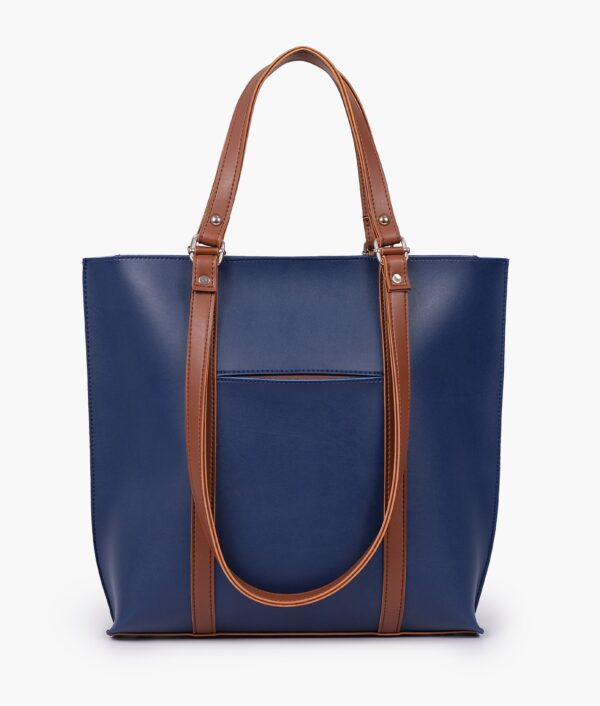 Double Handle Tote Bag - Blue And Brown