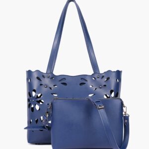 Two Piece Floral Tote - Blue