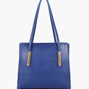 Zipper Shoulder Bag With Long Handle - Blue