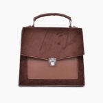 Suede Push Lock Messenger Bag - Brown