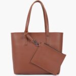 Tote Bag With Detachable Pouch - Brown