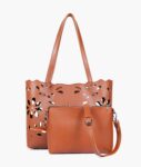 Two Piece Floral Tote - Brown