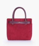 Burgundy Suede Handbag With Front Buckle - Brown