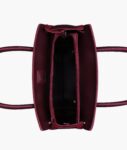 Burgundy Suede Handbag With Front Buckle - Brown