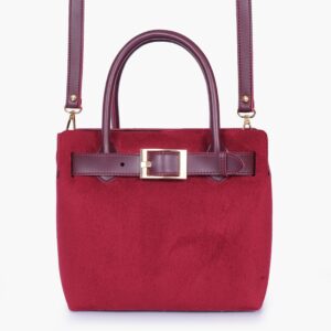 Buy Burgundy Suede Handbag With Front Buckle - Brown in Pakistan