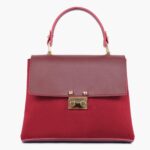 Suede Mini Top Handle Bag - Burgundy