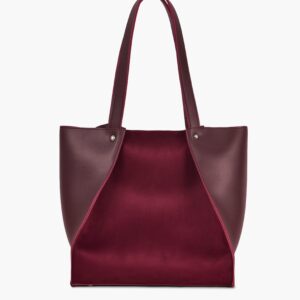 Suede Shopping Tote Bag - Burgundy